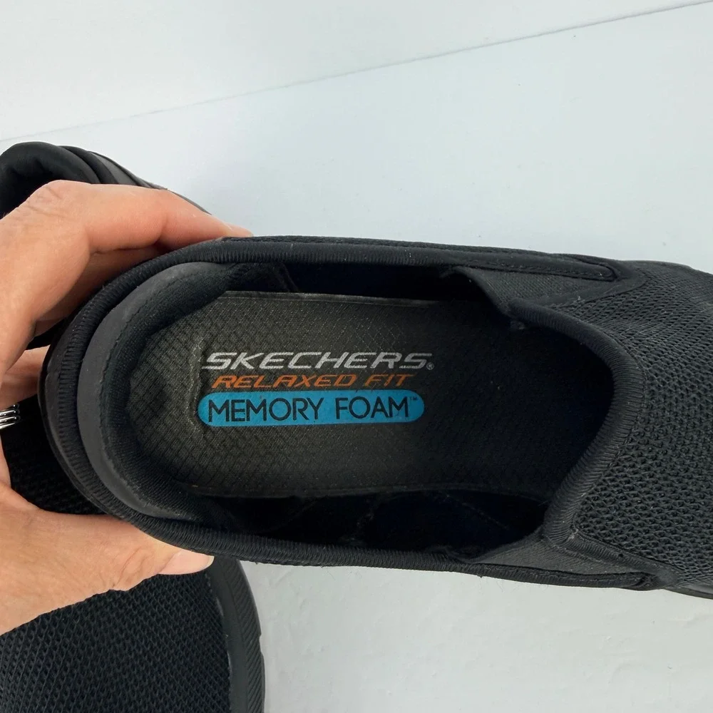 Skechers Mens 10.5 Equalizer 3.0 Sumnin Relaxed Fit Bluecore Black Slip On Shoes